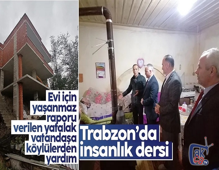 Yolbaşında yatalak vatandaşa köylüler ev yaptırdı