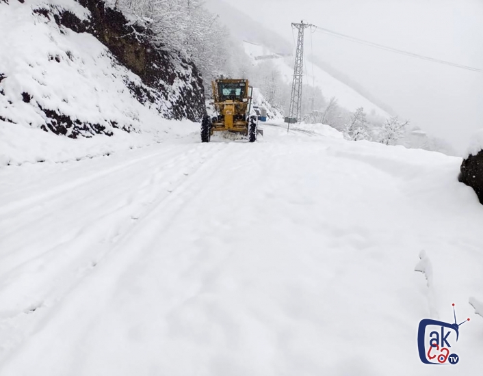 Akçaabat'ta 30 köy yolu kar yağışı nedeniyle kapandı.