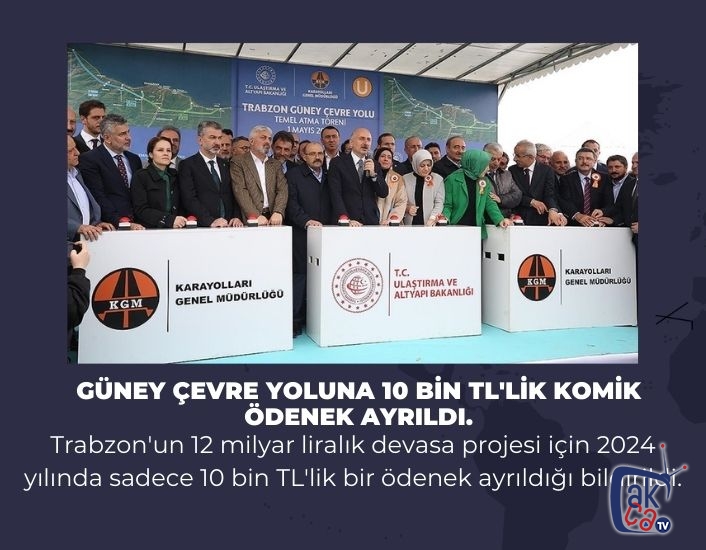 Güney Çevre yoluna 10 bin TL'lik komik ödenek ayrıldı.