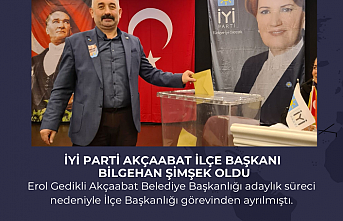 İyi Parti Akçaabat İlçe Başkanı Bilgehan Şimşek oldu