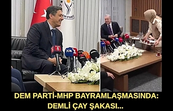 DEM Parti-MHP bayramlaşmasında: Demli çay şakası... Kahkahaya boğuldular
