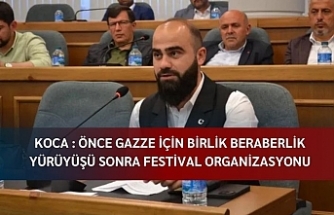 Koca : Önce Gazze için birlik beraberlik yürüyüşü sonra festival organizasyonu