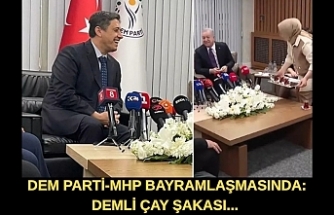 DEM Parti-MHP bayramlaşmasında: Demli çay şakası... Kahkahaya boğuldular